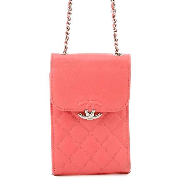 CHANEL Handbags - CHANEL Pink Leather Logo Shoulder Bag